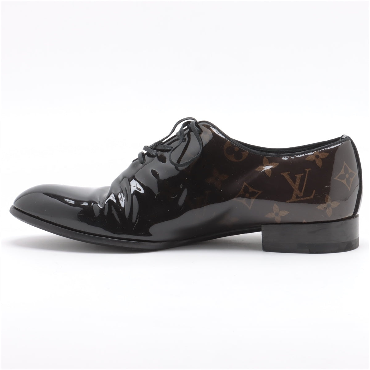 Louis Vuitton LV Vandom Line 18 Years Patentless Dress Shoes 6 1/2 Men Black  Brown DI0198 Monogram