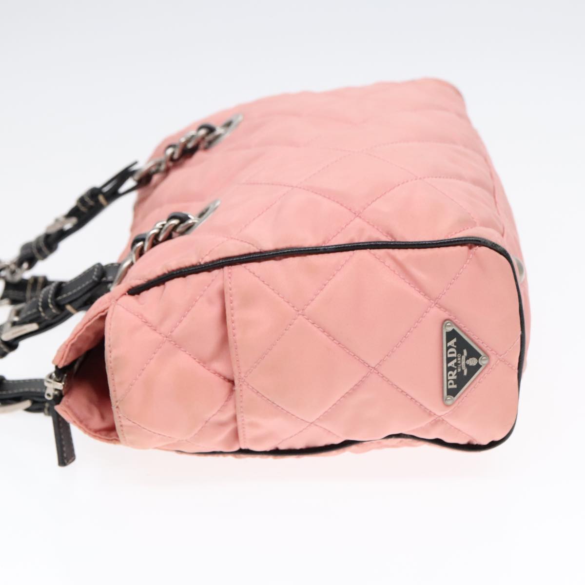 Luxury Prada Quilted Chain Shoulder Bag Nylon Pink  94001
