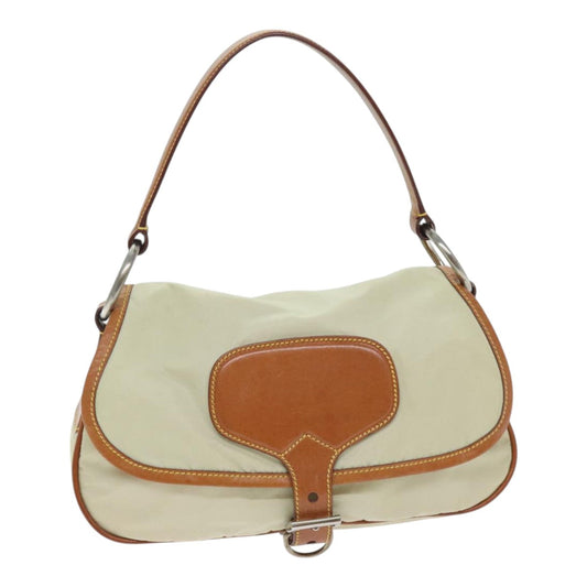 Luxury Prada Shoulder Bag Nylon Beige Silver  94013