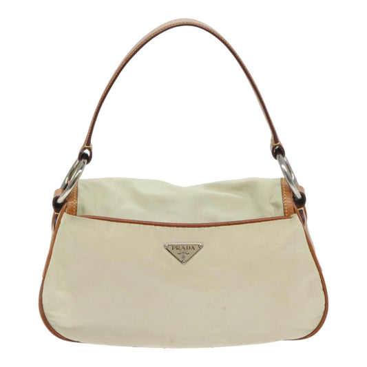 Luxury Prada Shoulder Bag Nylon Beige Silver  94013
