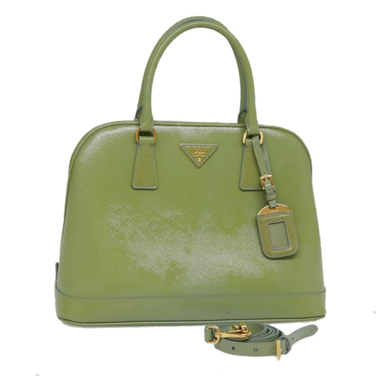 Luxury Prada Hand Bag Safiano leather 2way Green Gold  94025