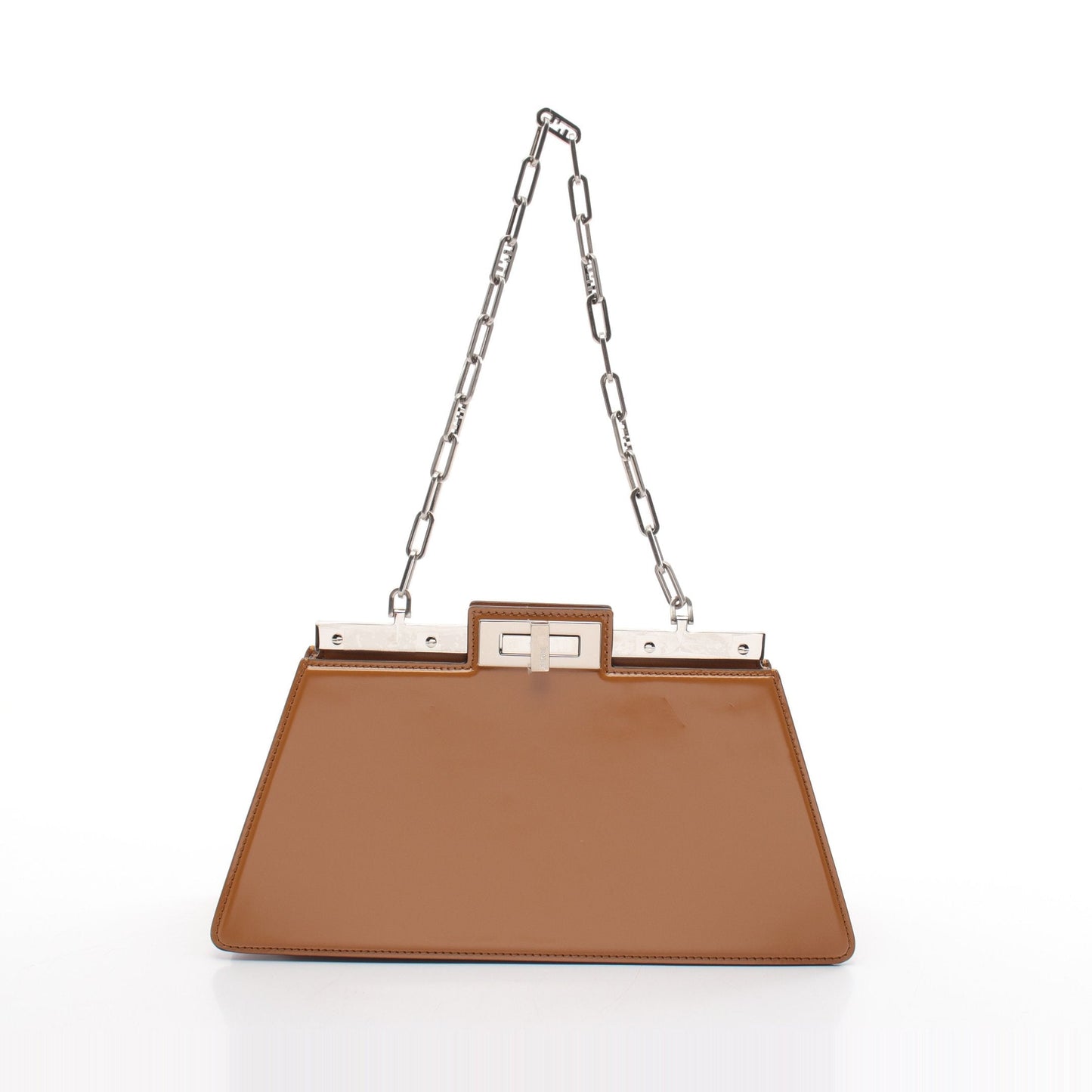 Luxury Fendi Peekaboo Cut Medium Chain shoulder bag Leather Light brown