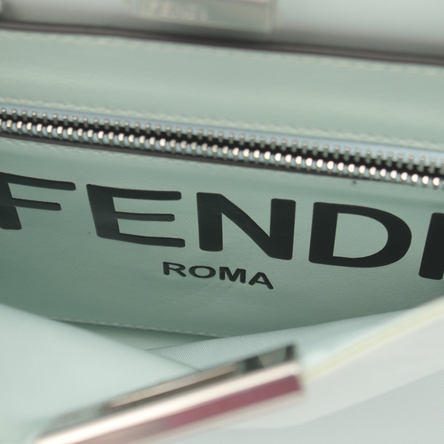 Luxury Fendi Peekaboo Isee u Small Handbag Nylon Light green 2WAY