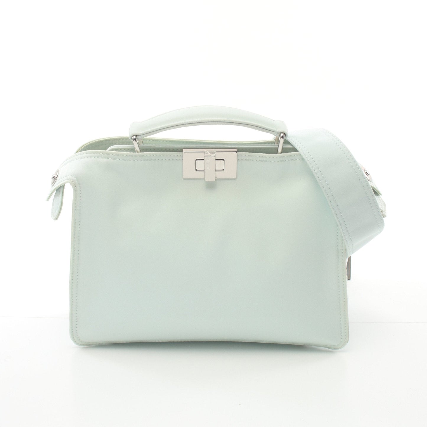 Luxury Fendi Peekaboo Isee u Small Handbag Nylon Light green 2WAY
