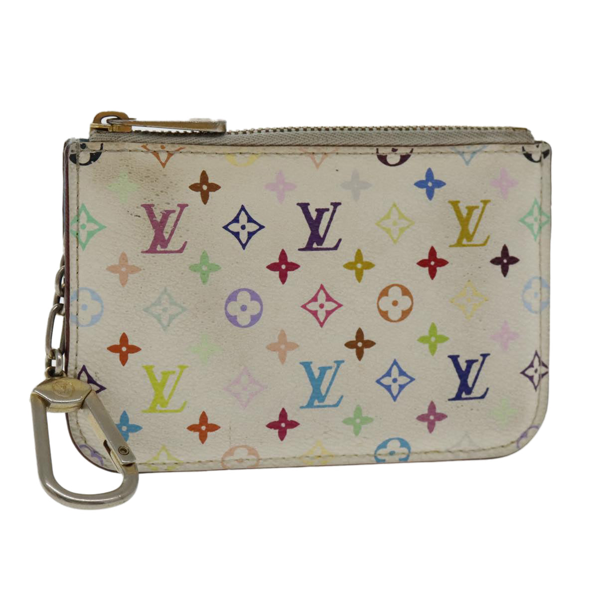 LOUIS VUITTON Multicolor Pochette Cles NM Coin Purse White M93734 LV 94159