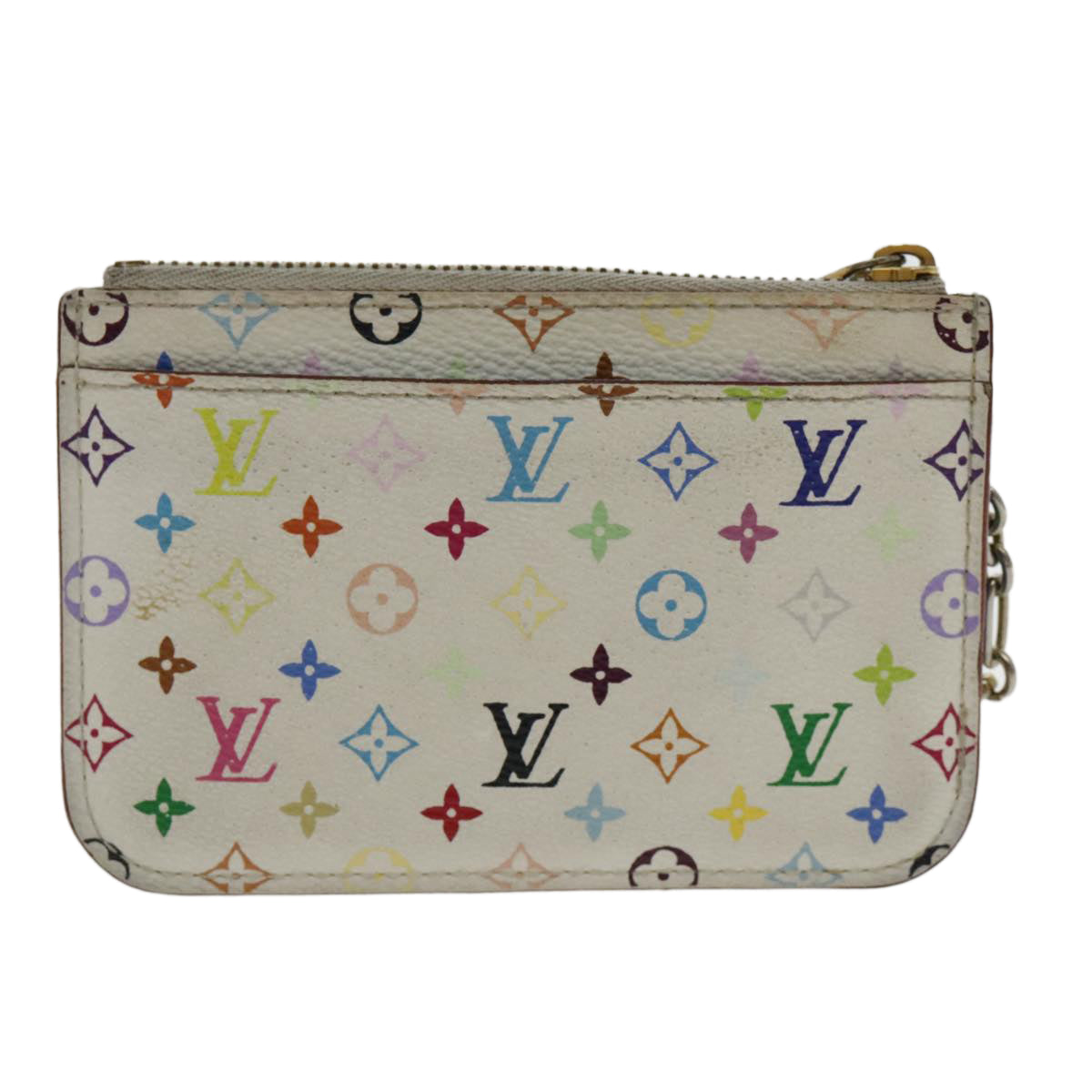 LOUIS VUITTON Multicolor Pochette Cles NM Coin Purse White M93734 LV 94159