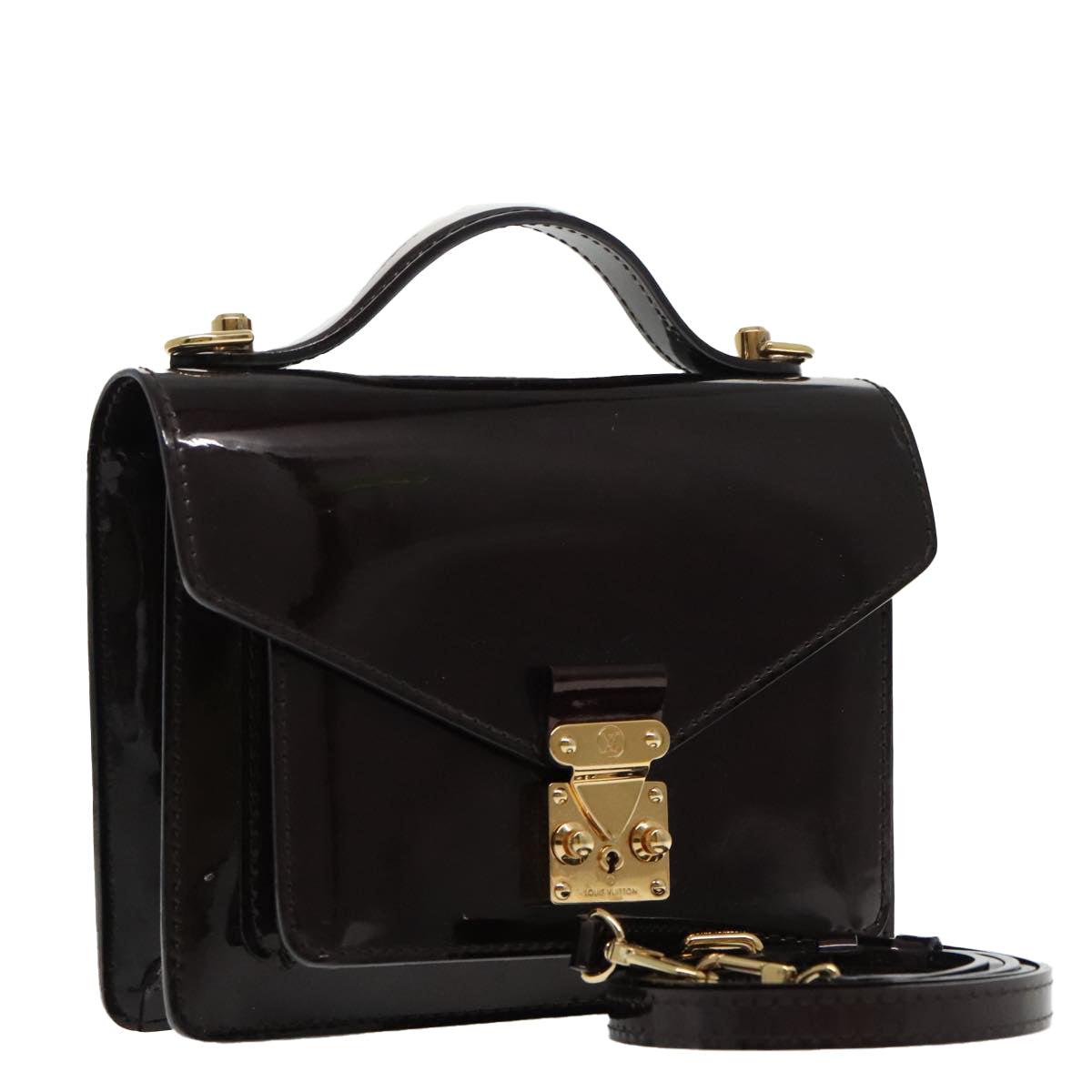 LOUIS VUITTON Monogram Vernis Monceau BB Bag 2way Amarante M91580 LV 94183