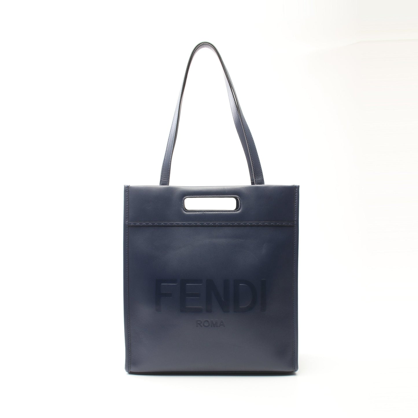 Luxury Fendi SHOPPING BAG Shoulder bag Tote bag Leather Navy