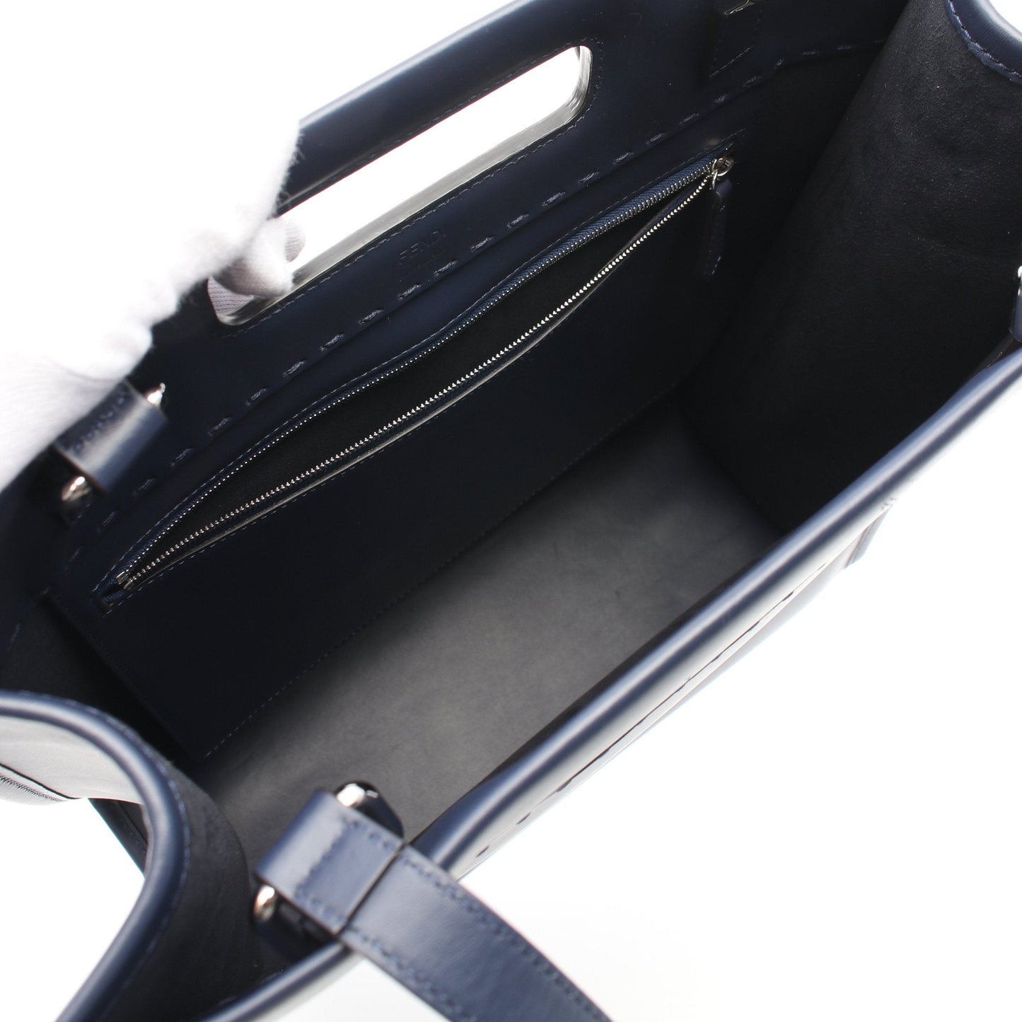 Luxury Fendi SHOPPING BAG Shoulder bag Tote bag Leather Navy