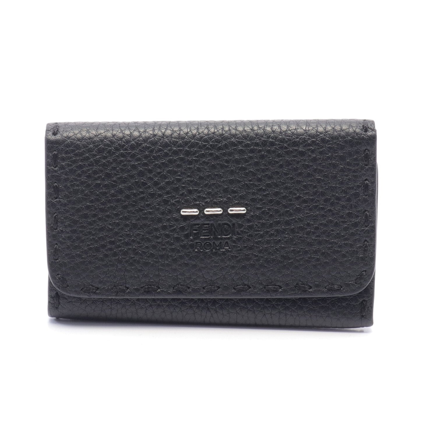 Luxury Fendi Selleria 6 key Key case Leather Black
