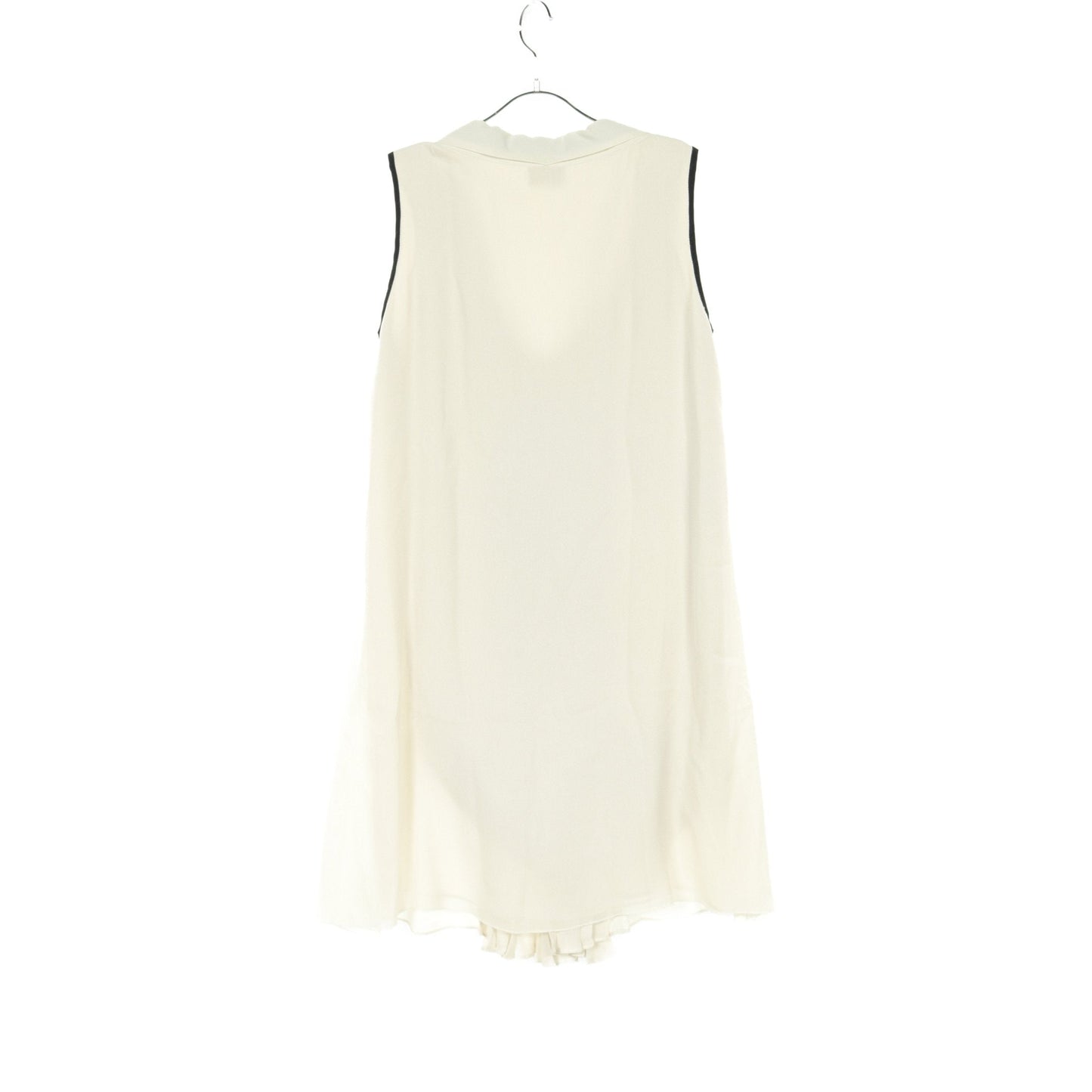 Luxury Fendi One piece No sleeve Silk Ivory Black Pleats