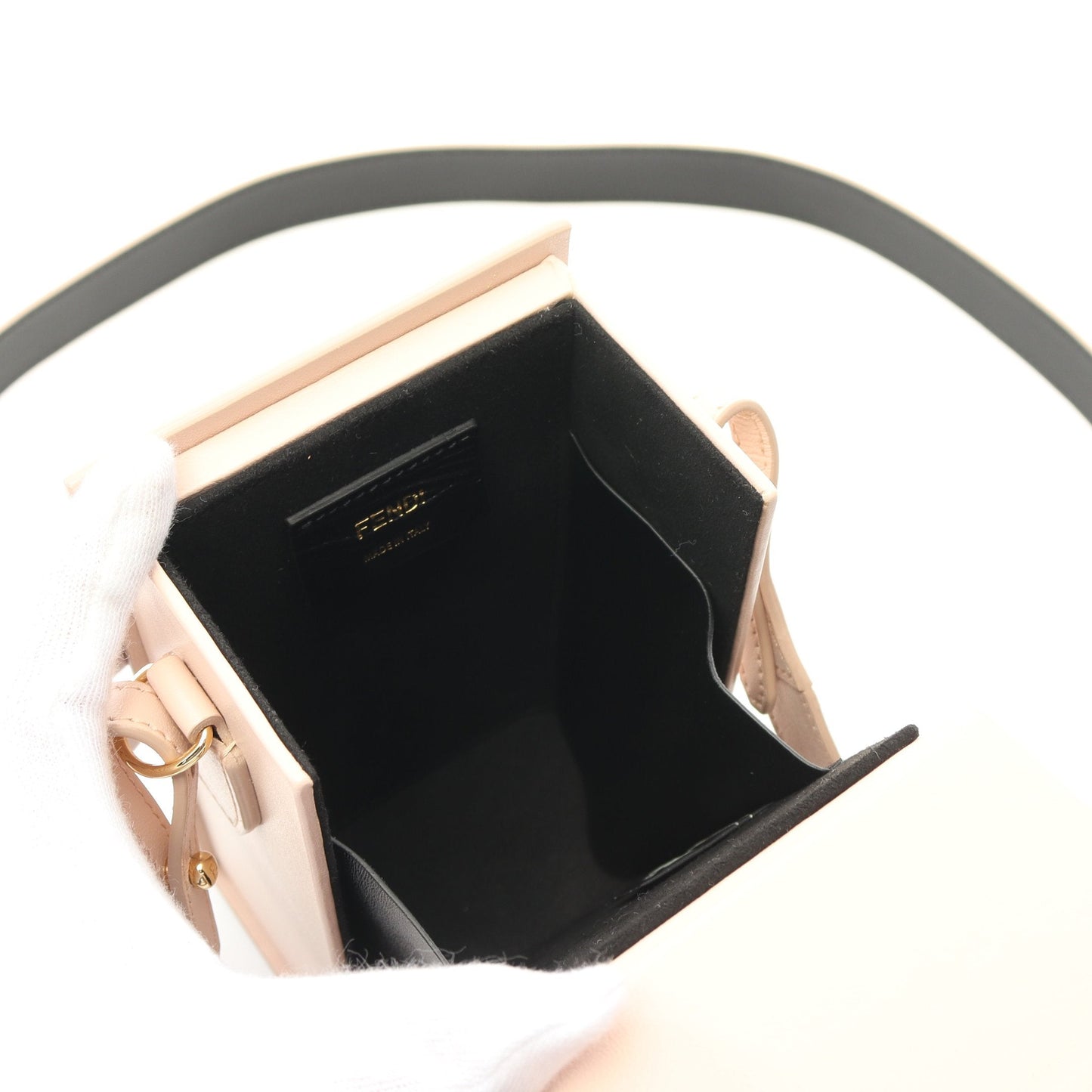 Luxury Fendi Box Shoulder bag Leather Pink beige