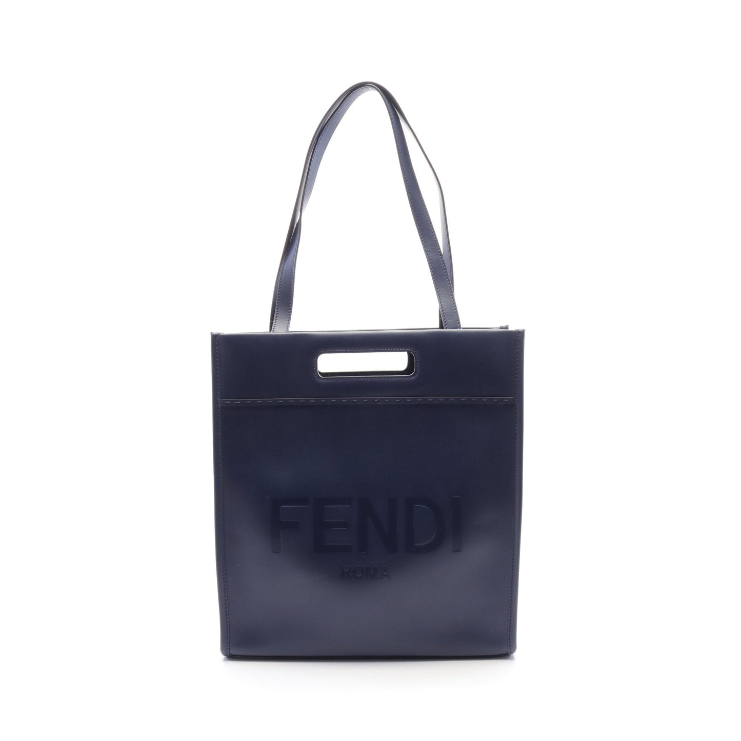 Luxury Fendi SHOPPING BAG Shoulder bag Tote bag Leather Navy 2WAY