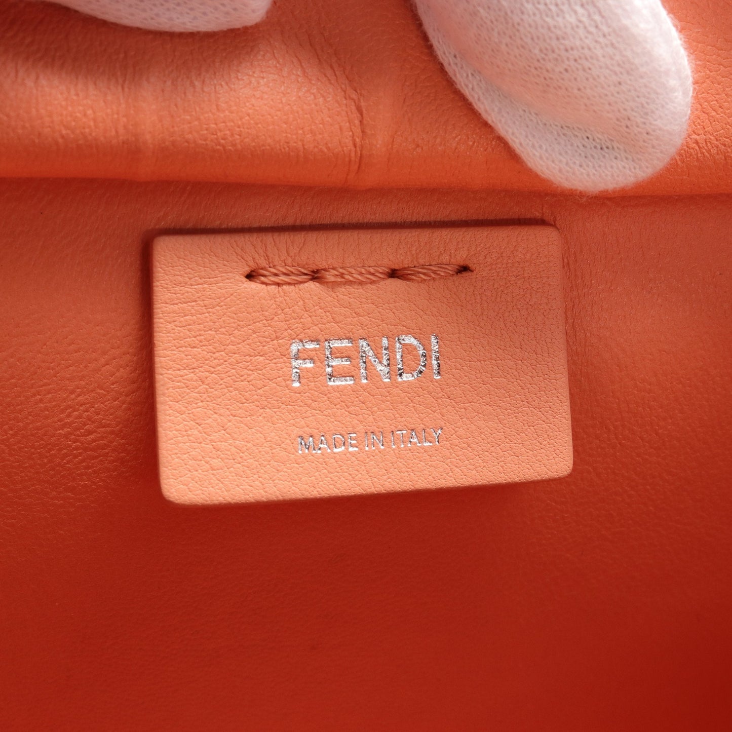 Luxury Fendi Mini Troisours Handbag Leather Coral orange 2WAY