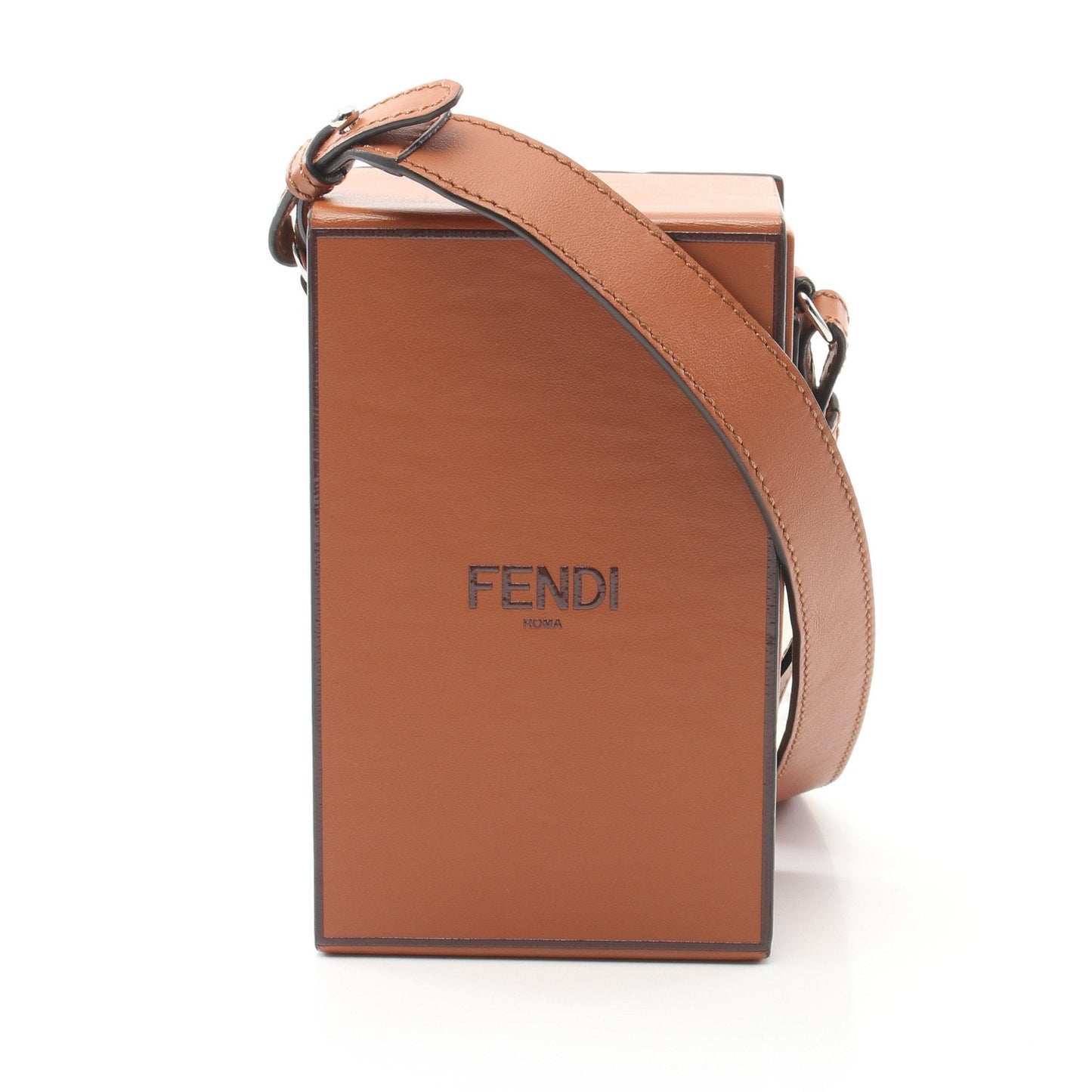 Luxury Fendi Box Shoulder bag Leather Light brown