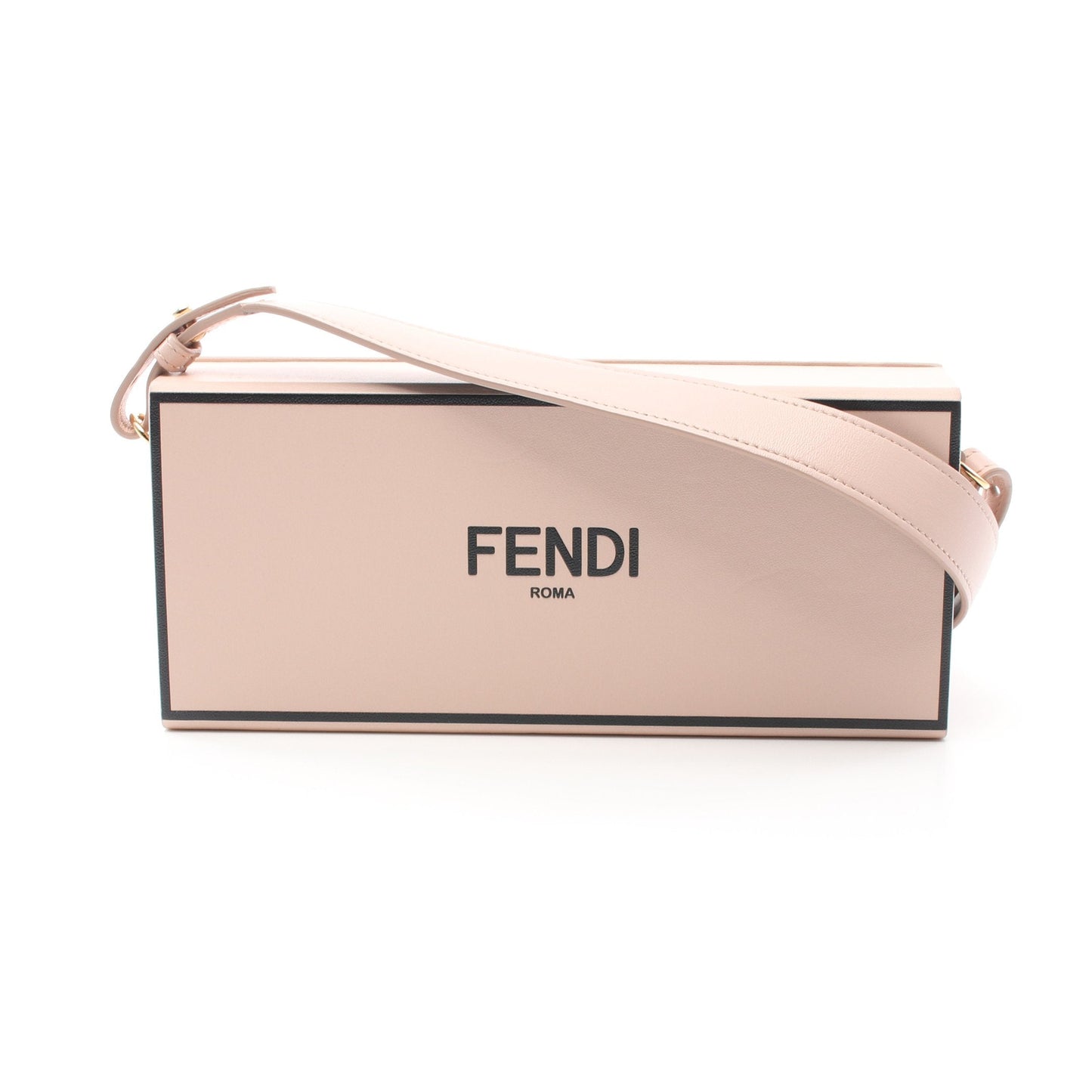 Luxury Fendi Box Horizontal Shoulder bag Leather Pink beige