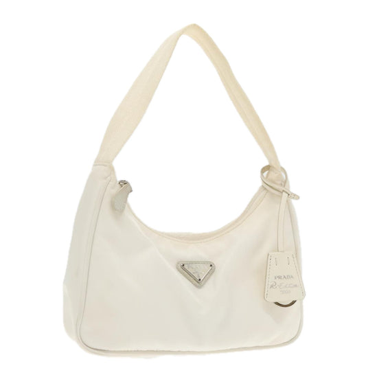 Luxury Prada Hand Bag Nylon White Silver  94394