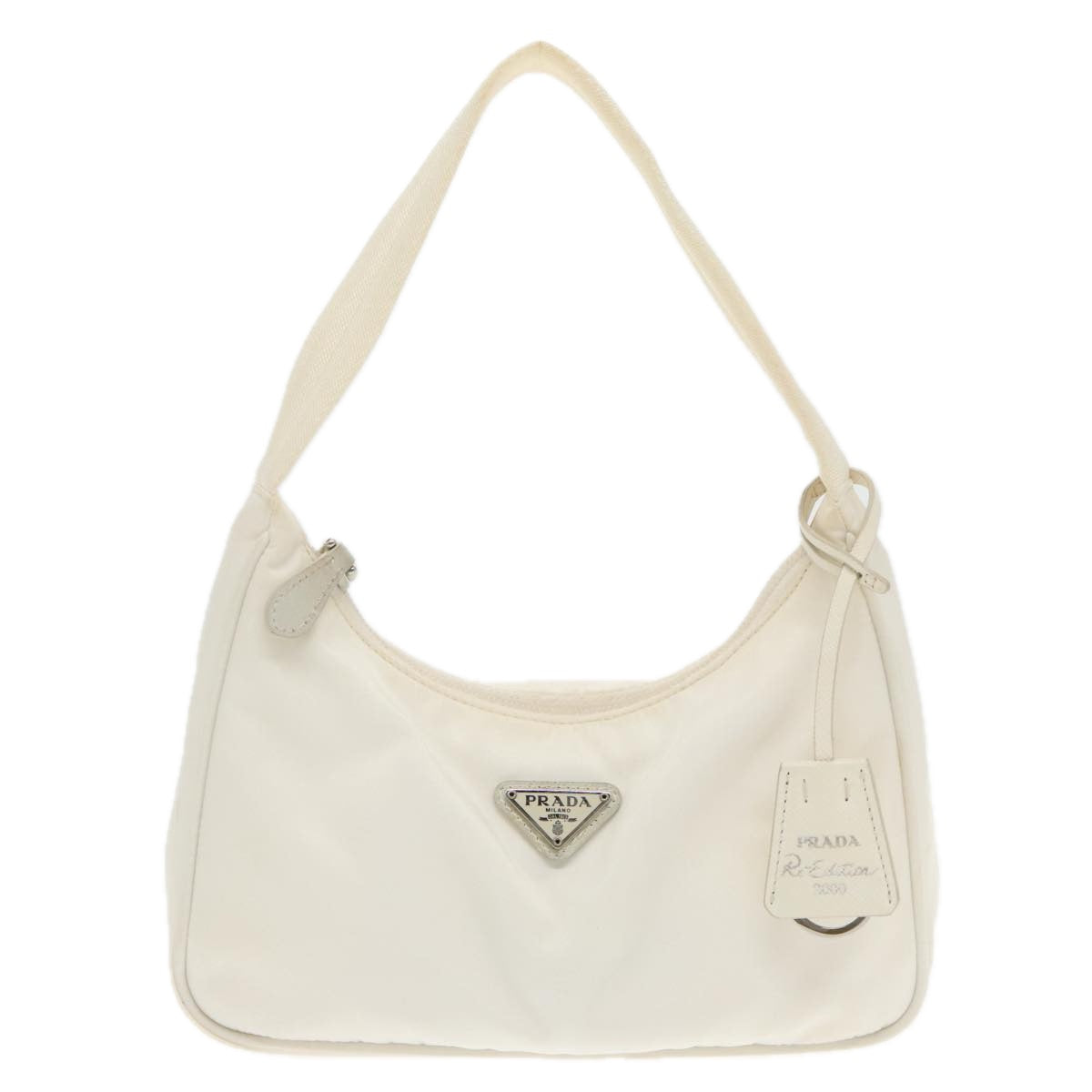 Luxury Prada Hand Bag Nylon White Silver  94394