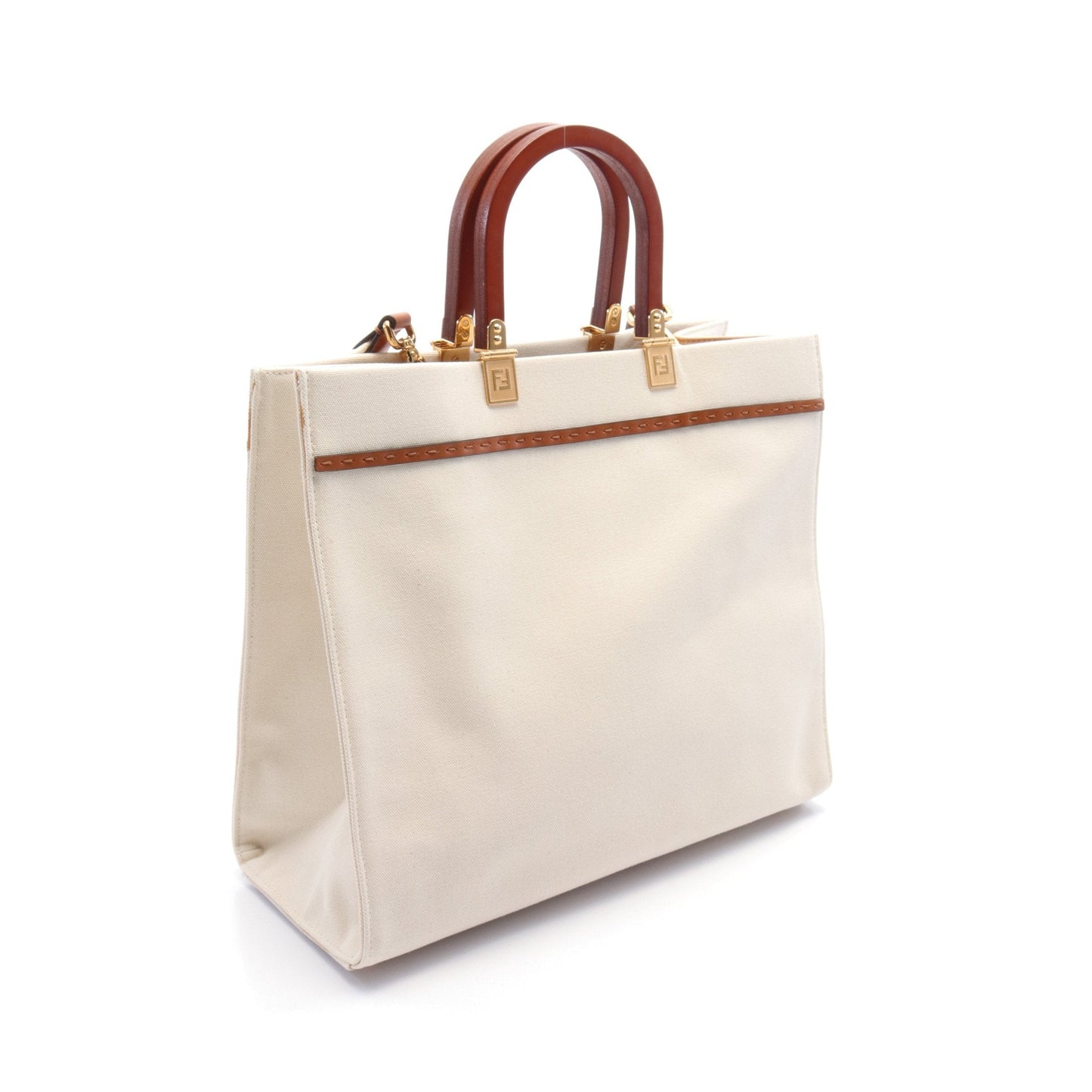 Luxury Fendi SUNSHINE MEDIUM Sunshine Medium Handbag Tote bag Canvas Ivory