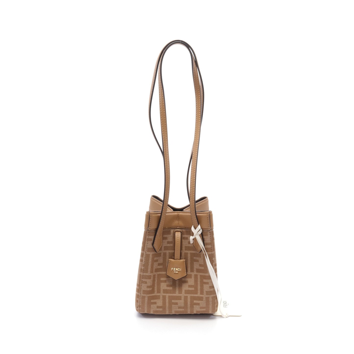 Luxury Fendi ORIGAMI MINI Origami Mini Zucca Shoulder bag Canvas Leather Light brown