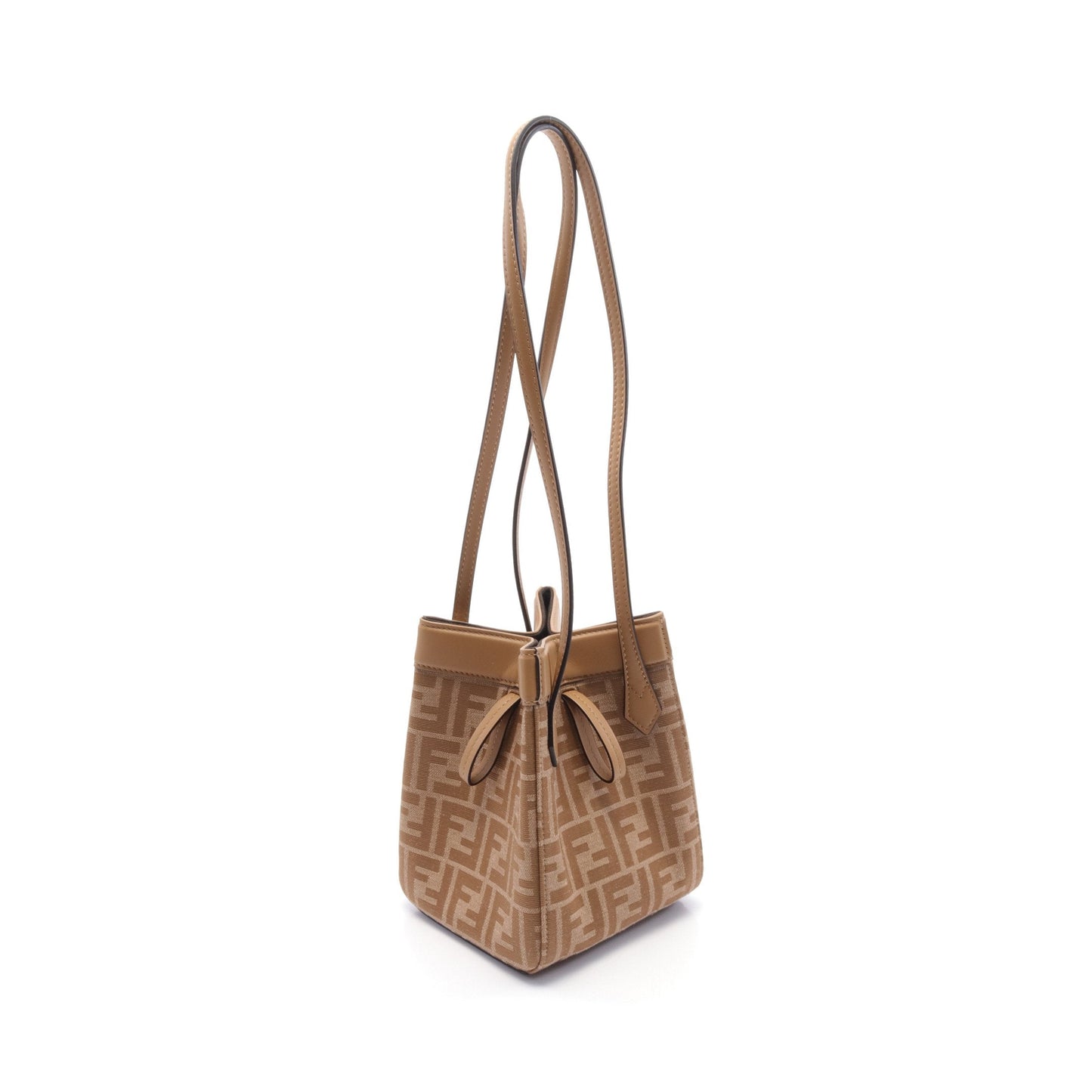 Luxury Fendi ORIGAMI MINI Origami Mini Zucca Shoulder bag Canvas Leather Light brown