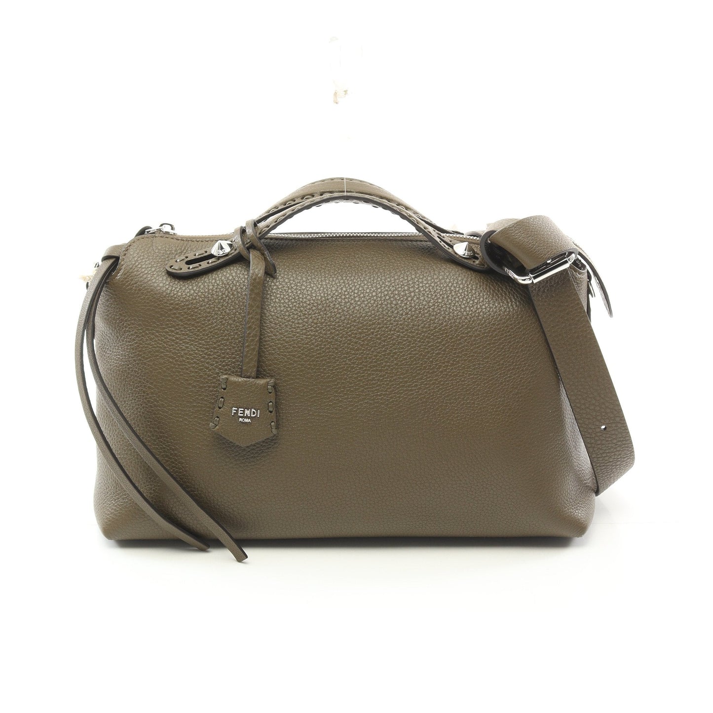 Luxury Fendi Bi The Way Selleria Large Handbag Leather Khaki brown 2WAY