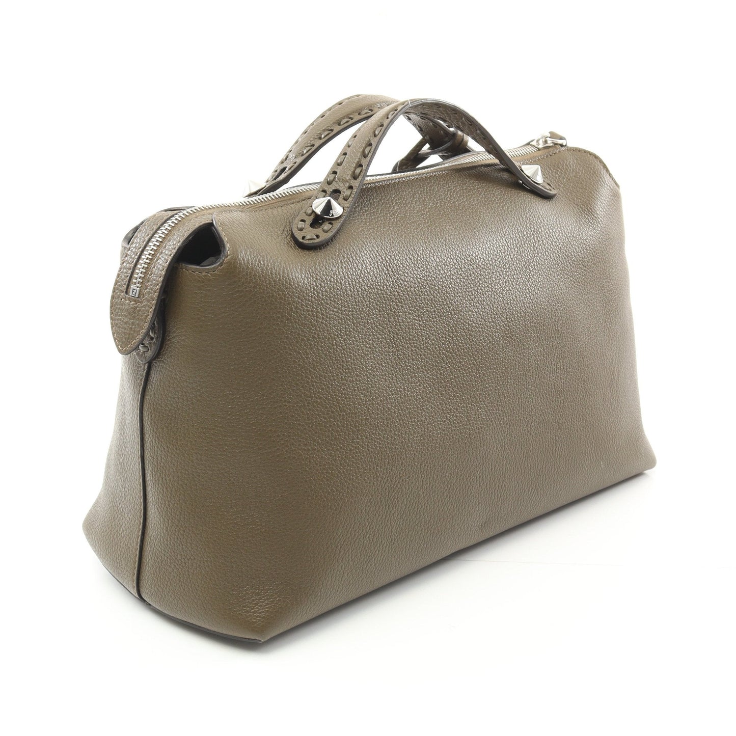Luxury Fendi Bi The Way Selleria Large Handbag Leather Khaki brown 2WAY