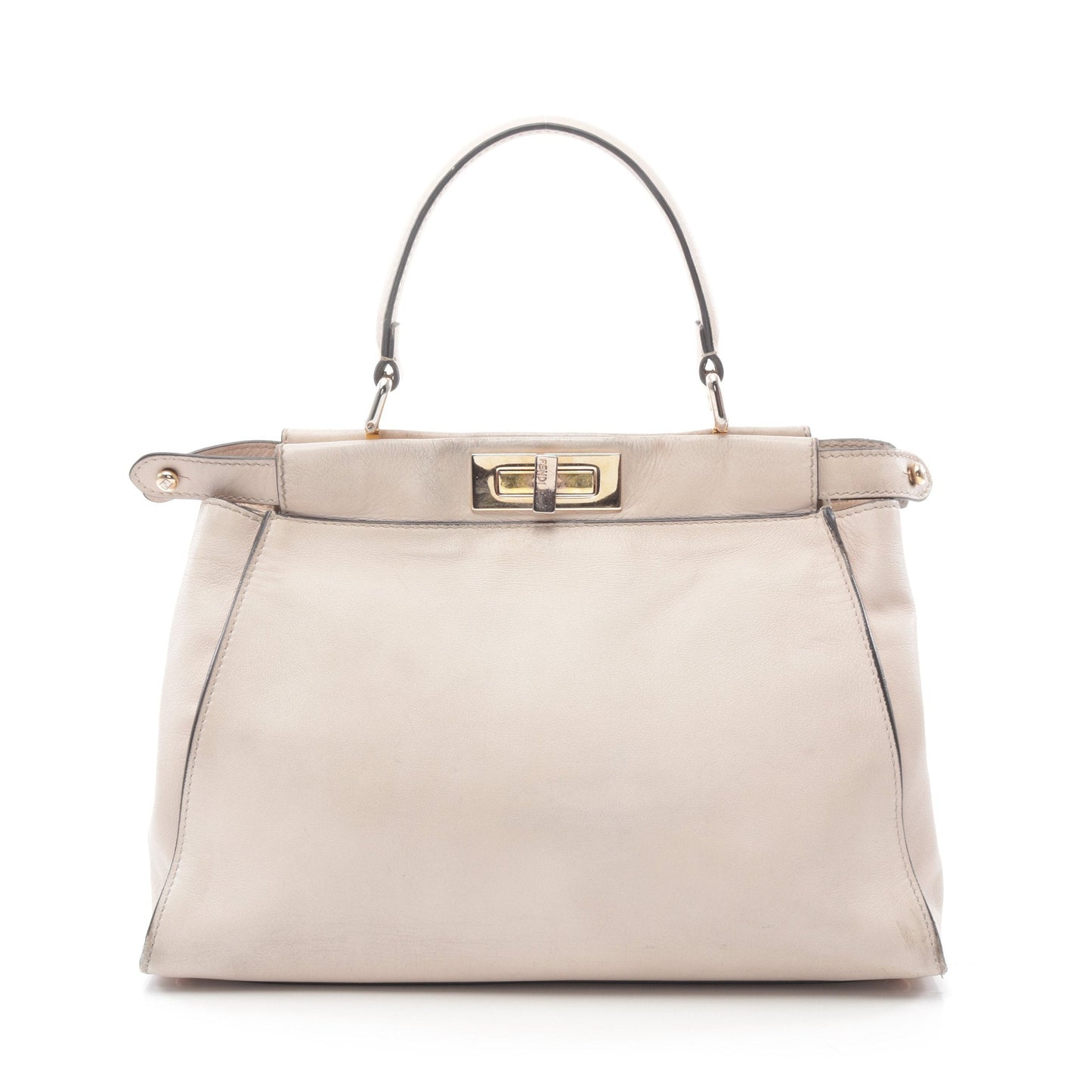 Luxury Fendi Peekaboo Regular Selleria Handbag Leather Pink beige