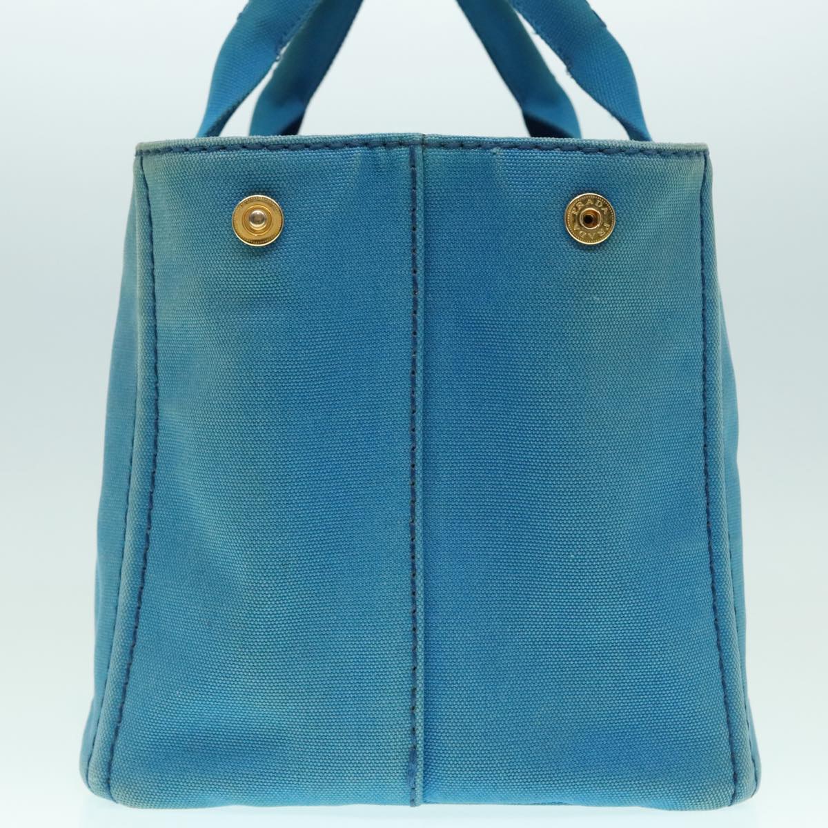 Luxury Prada Canapa MM Hand Bag Canvas Blue Gold  94610