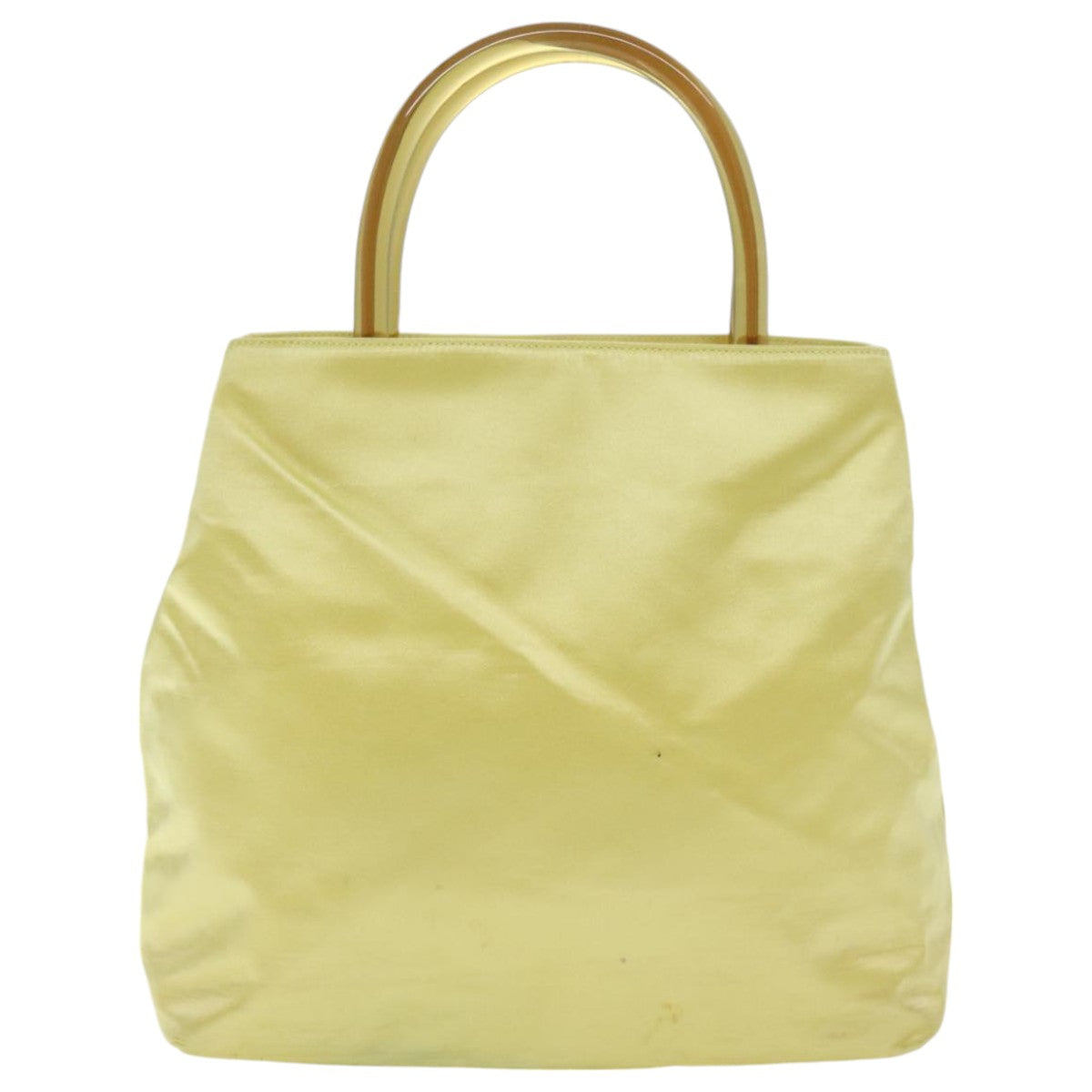 Luxury Prada Hand Bag Satin Yellow Silver  94612