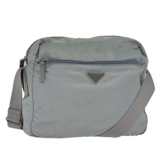 Luxury Prada Shoulder Bag Nylon Light Blue Silver  94616