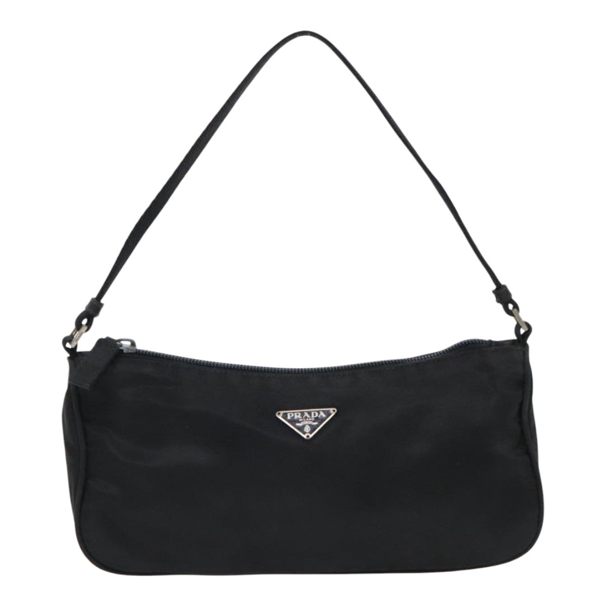 Luxury Prada Accessory Pouch Nylon Black Silver  94668