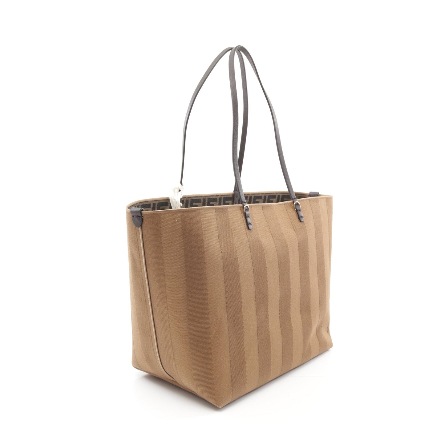 Luxury Fendi LARGE ROLL Shoulder bag Tote bag Canvas Leather Light brown Dark brown Reversible