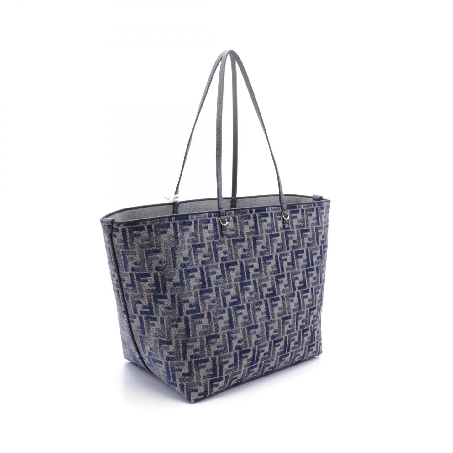 Luxury Fendi Roll Large FF Chenille Handbag Tote bag Leather Denim Chenille Blue Gray