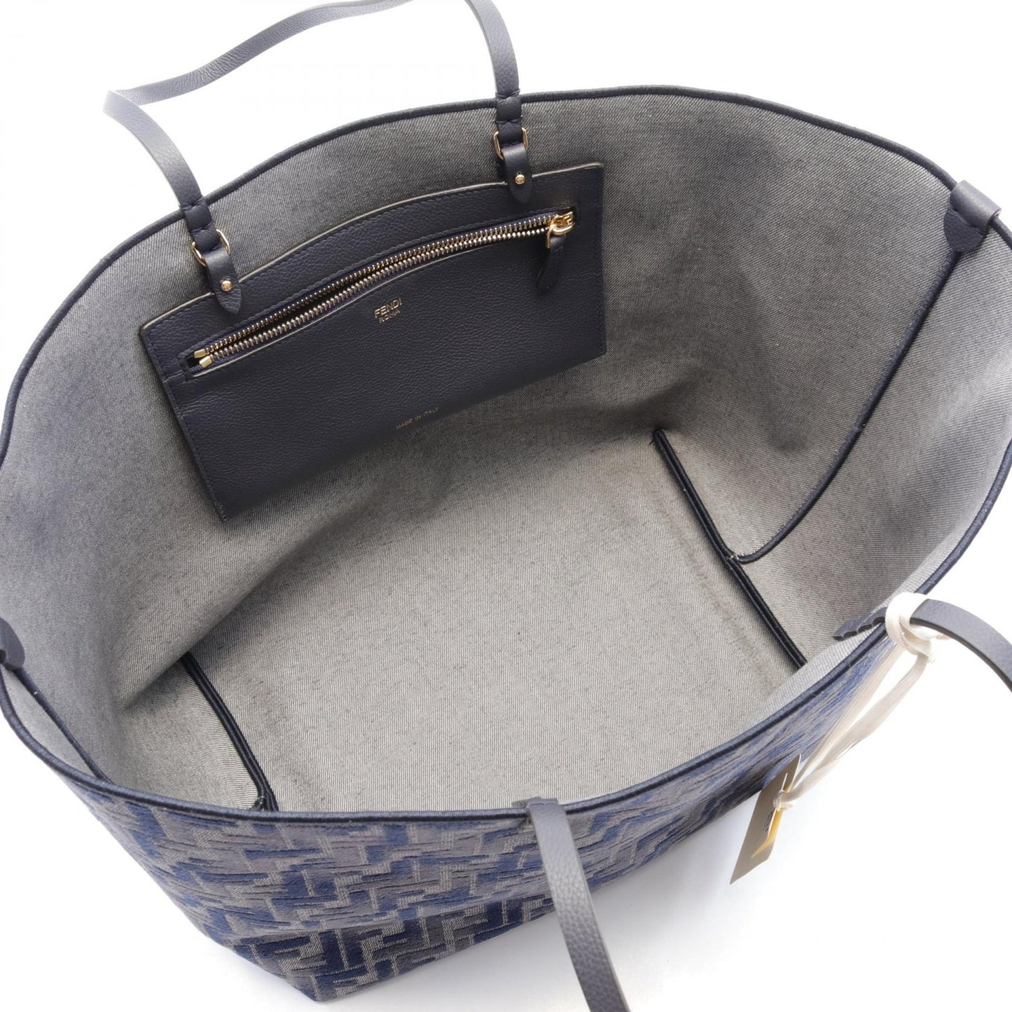 Luxury Fendi Roll Large FF Chenille Handbag Tote bag Leather Denim Chenille Blue Gray