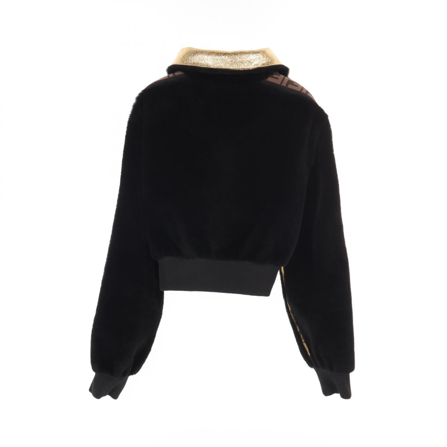 Luxury Fendi Short jacket Blouson Mouton Black Gold Reversible