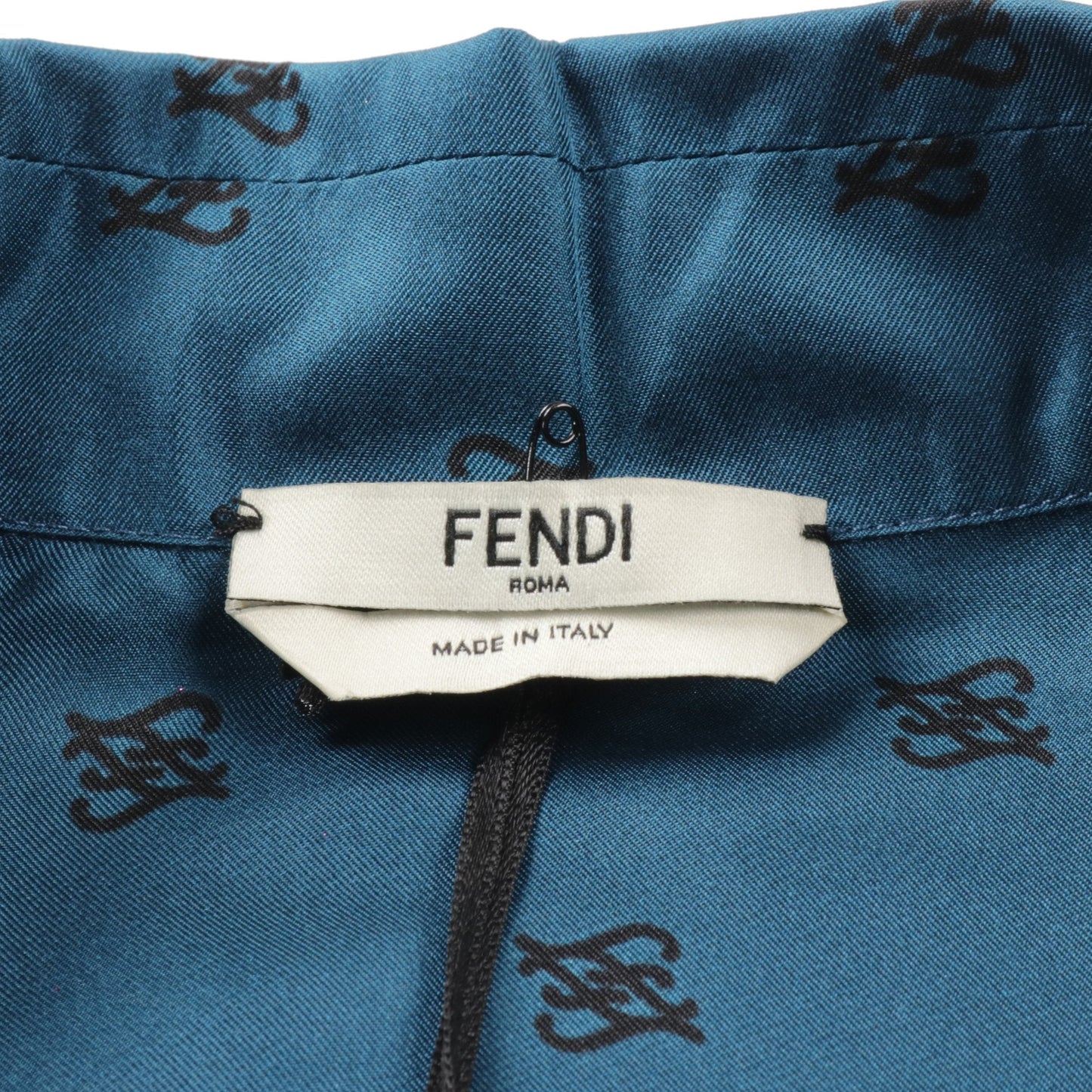 Luxury Fendi Blouse All-over pattern Silk Blue green Black