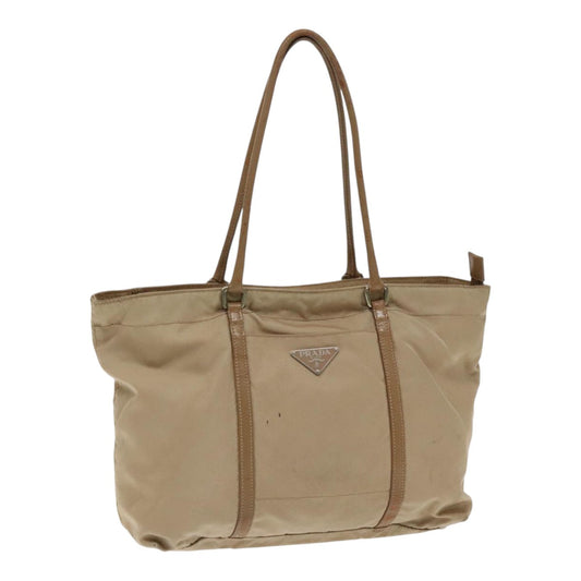 Luxury Prada Shoulder Bag Nylon Beige Silver  94787