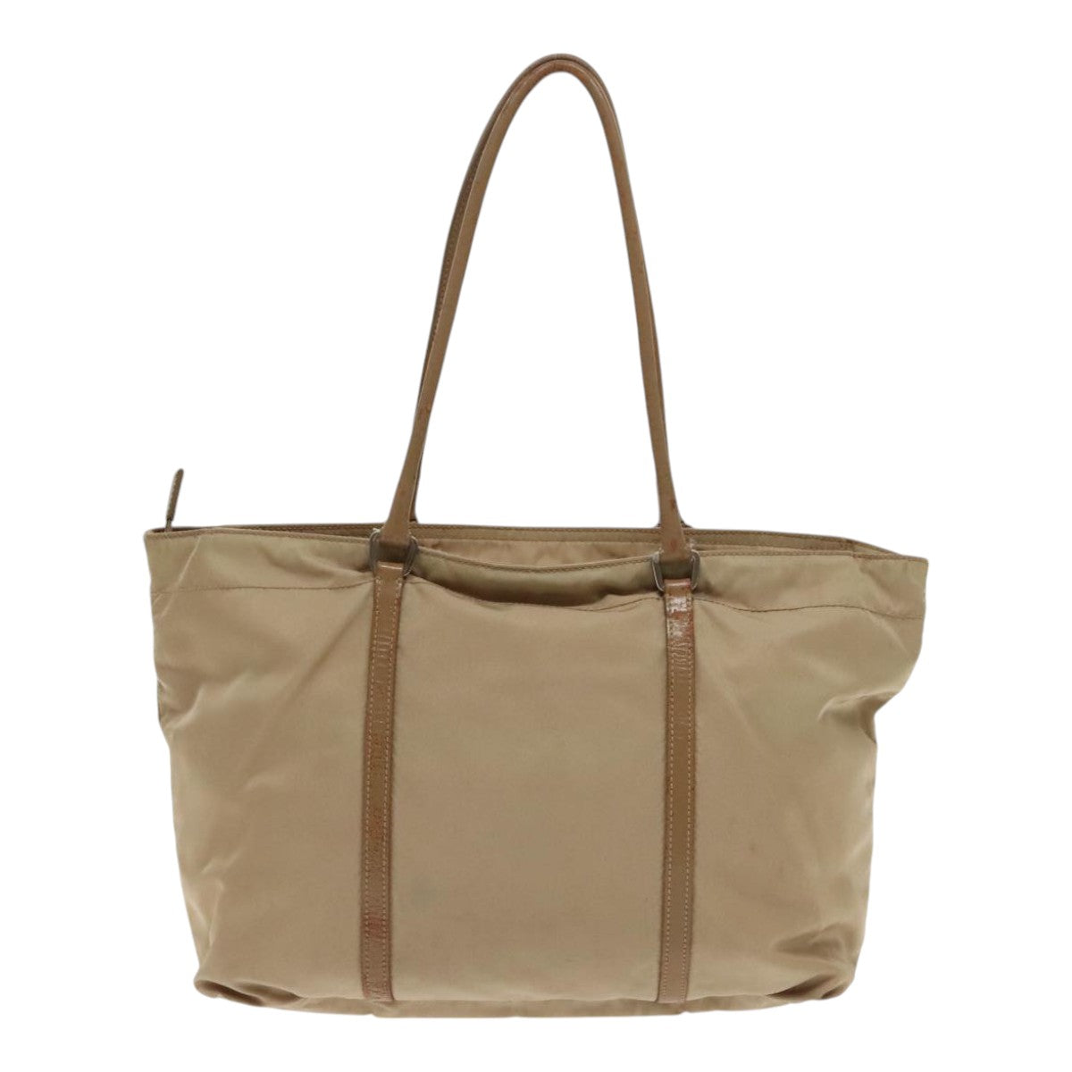 Luxury Prada Shoulder Bag Nylon Beige Silver  94787