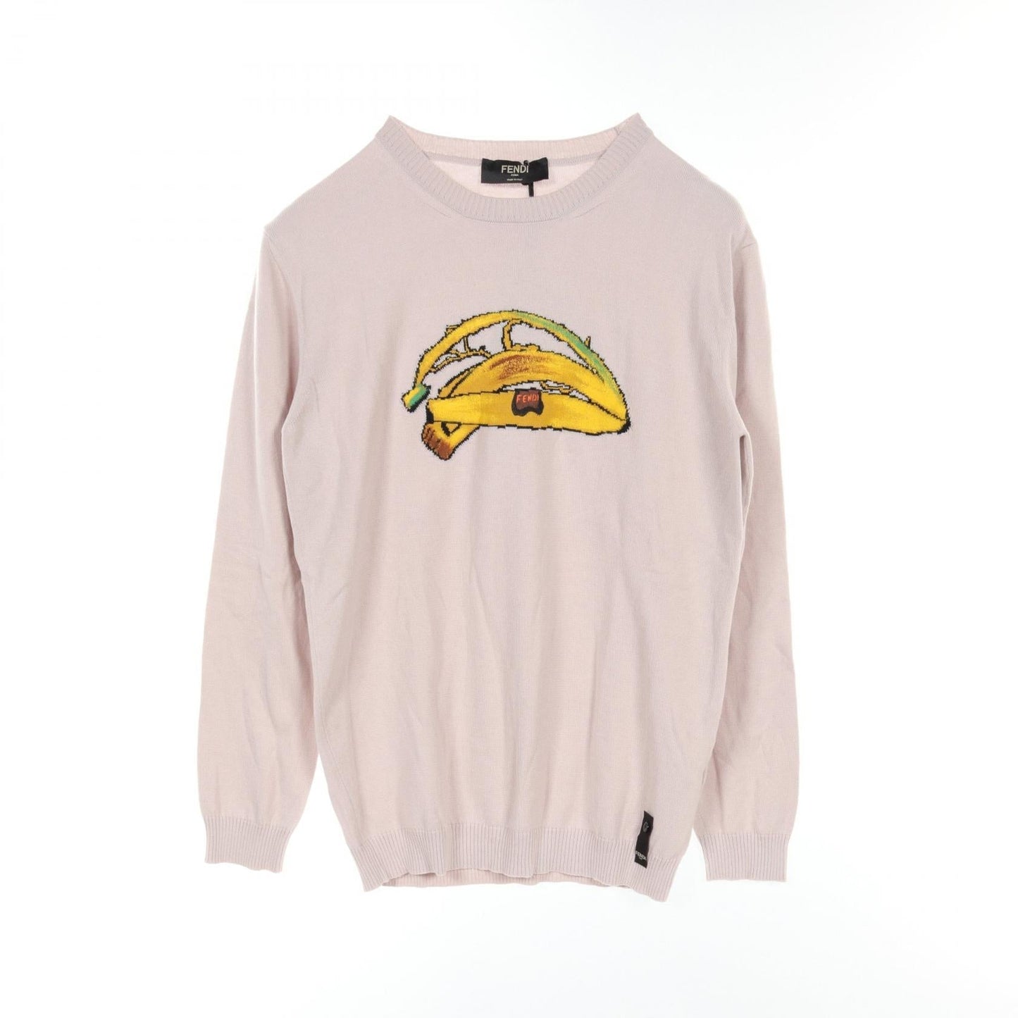 Luxury Fendi Sweater Knit Banana print Cotton Cashmere Dusty pink Multicolor