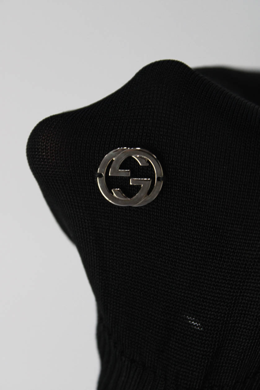 Gucci Womens Knit Surplice V Neck Tank Top Blouse Black