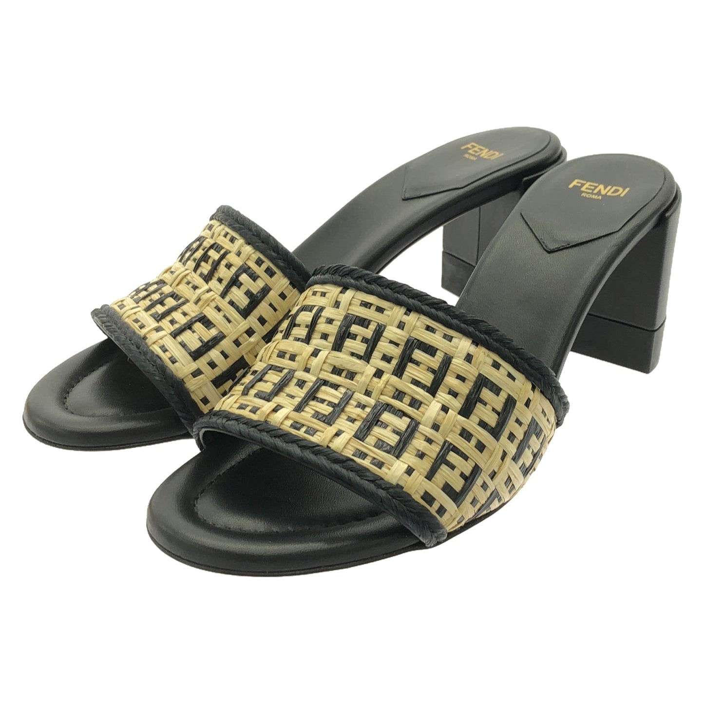 Luxury Fendi Mule Mule Sandals Fabric Beige