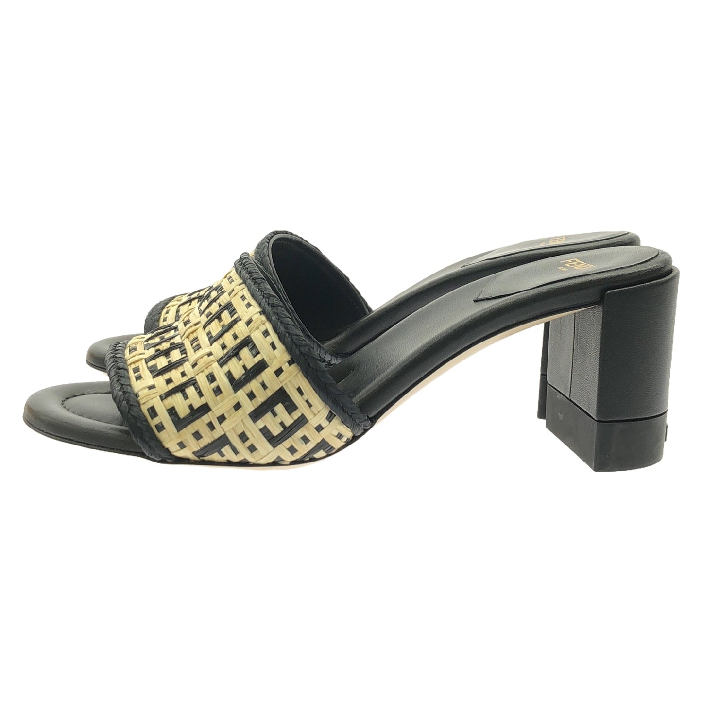 Luxury Fendi Mule Mule Sandals Fabric Beige