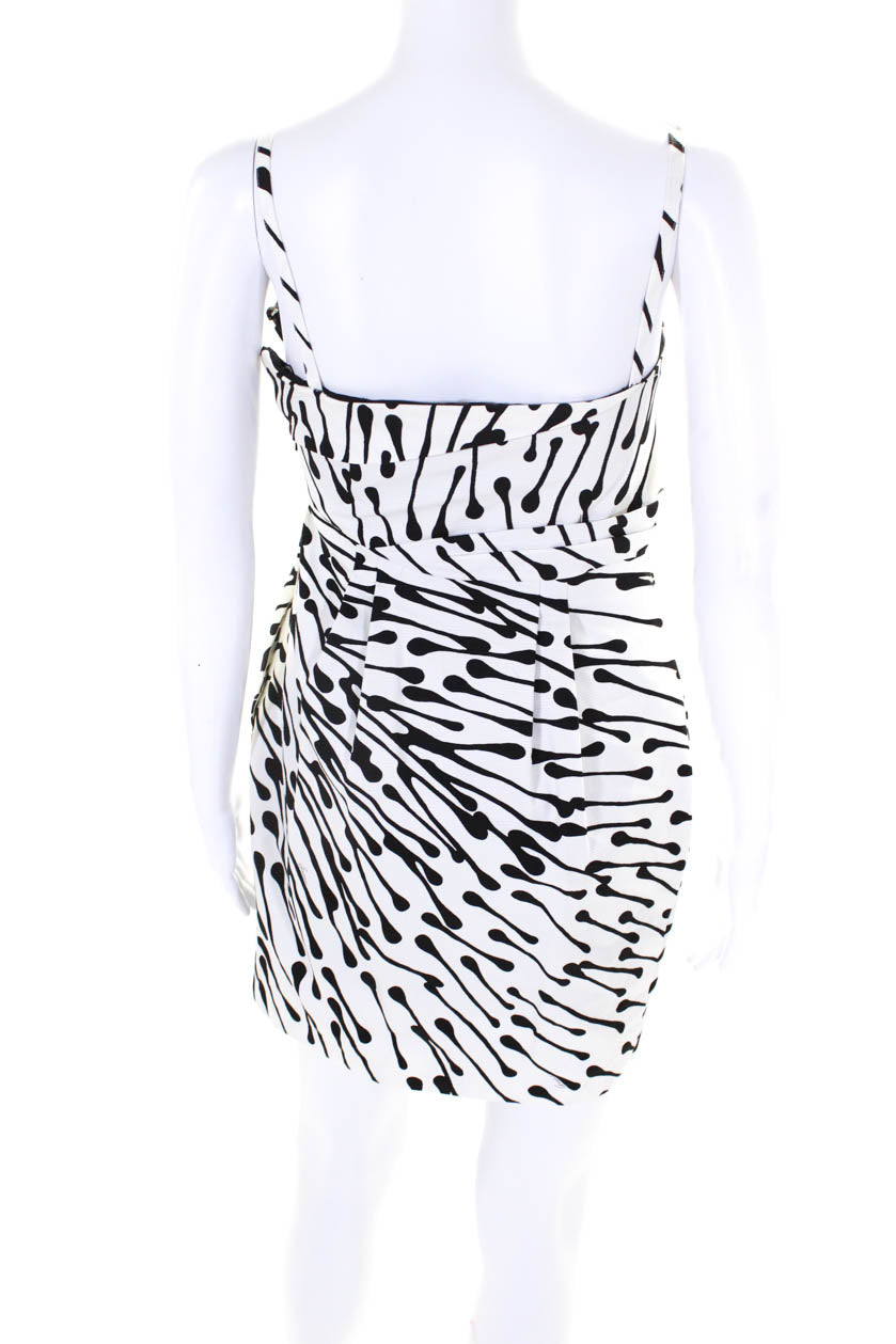 Gucci Womens Abstract Print Spaghetti Strap Dress White Black Cotton