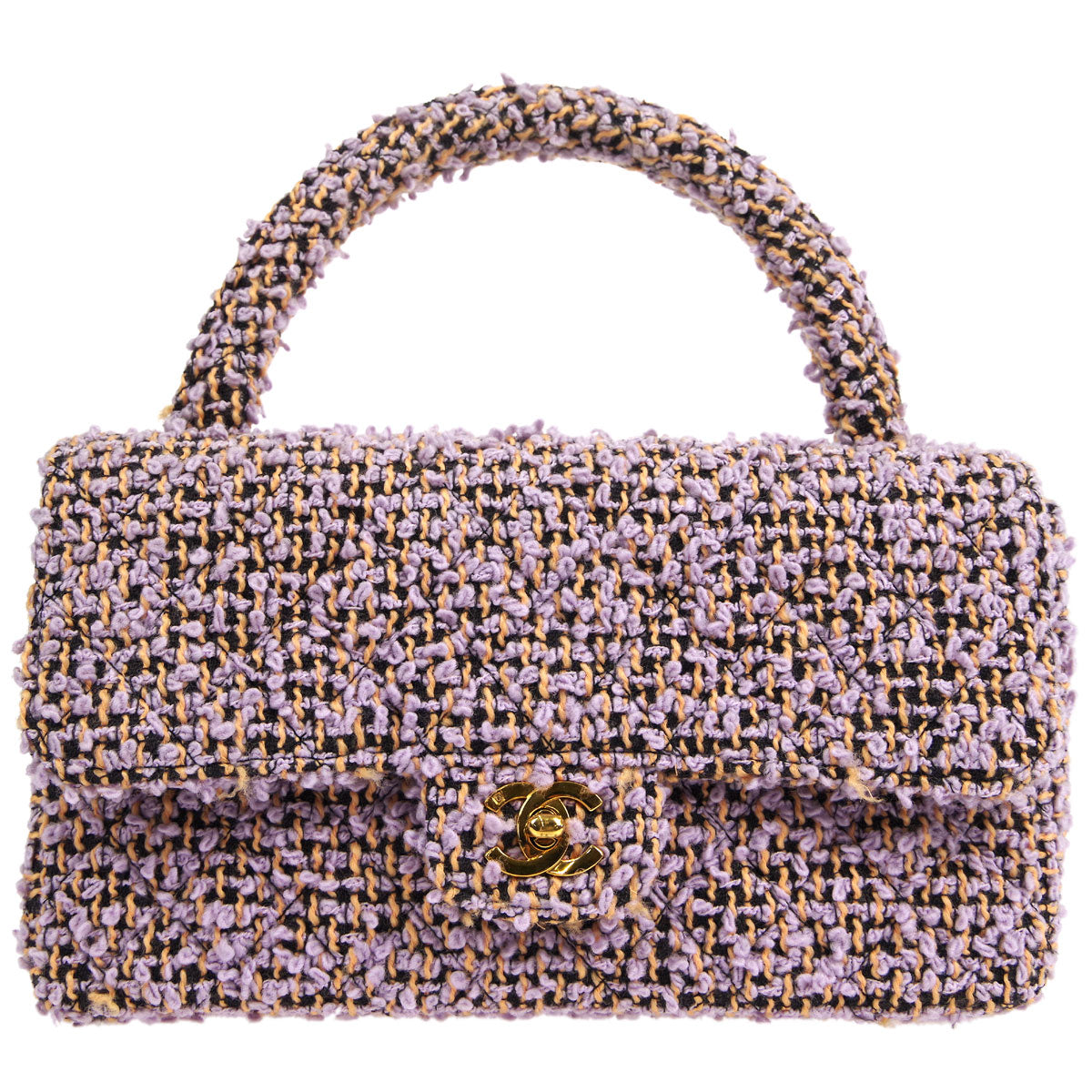 Luxury Chanel 1994-1996 * Classic Single Flap Medium Handbag Purple Tweed