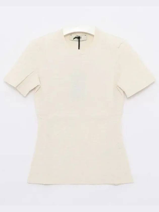 Luxury Fendi FF Viscose Short Sleeve Knit Top White