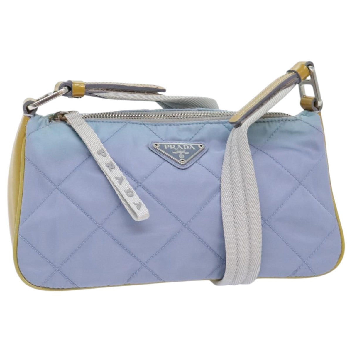 Luxury Prada Shoulder Bag Nylon Light Blue Silver  95019