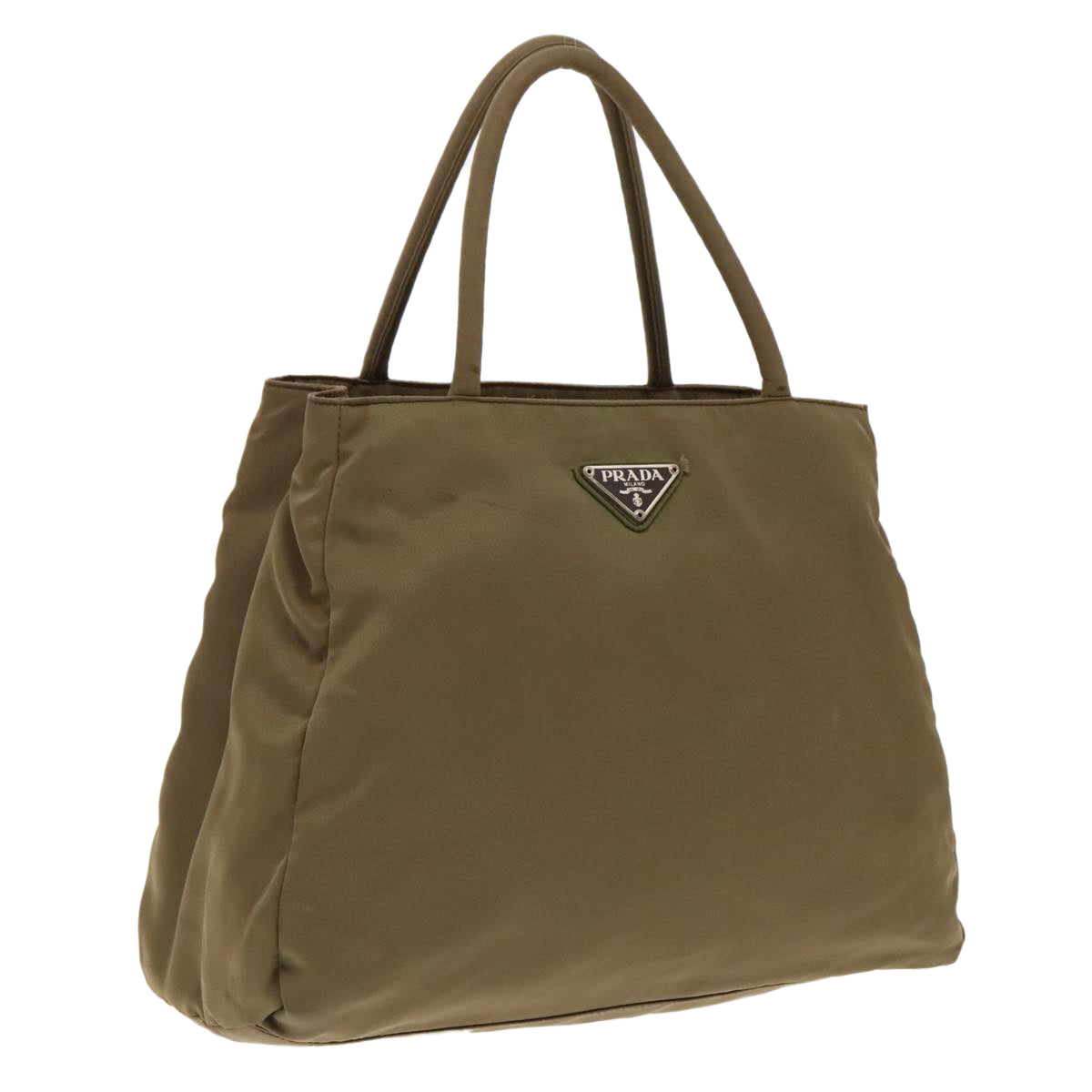 Luxury Prada Hand Bag Nylon Khaki Silver  95022