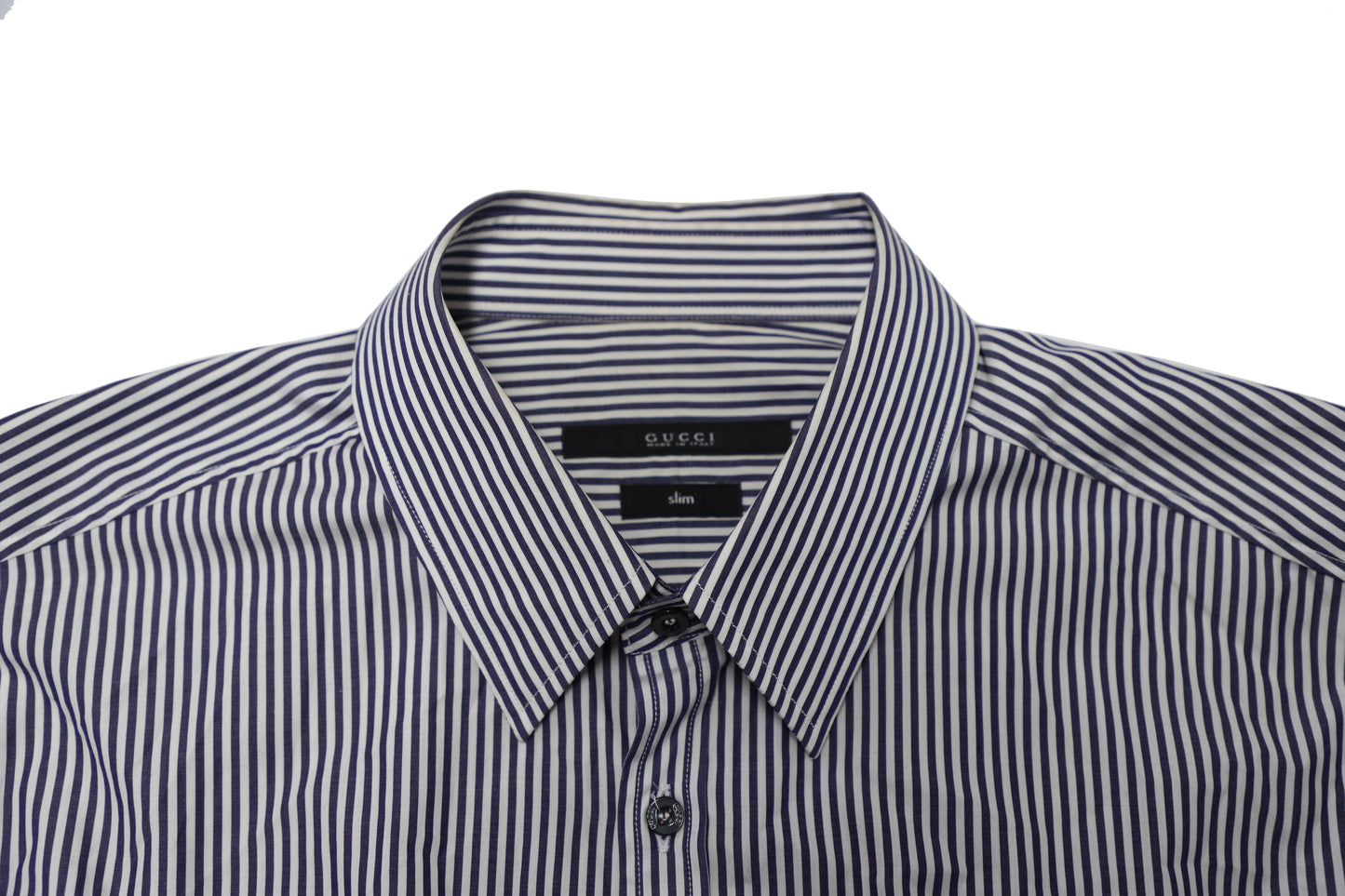Luxury Gucci Trending 2025 Striped Button Front Slim Fit Shirt in Black and White Cotton