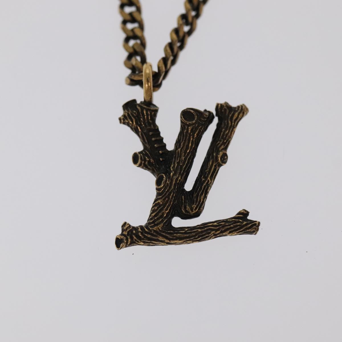 LOUIS VUITTON LV Wood Necklace metal Dark Silver MP2818 LV 95075